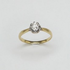 vechi inel solitaire, diamant natural 0.48 ct. Franta cca. 1900